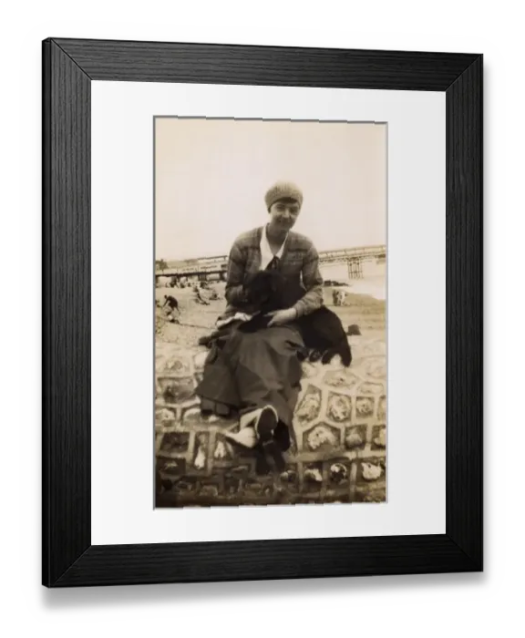 Framed Print : Woman with Flat-Coated Retriever Framed Print : Woman with Flat-Coated Retriever