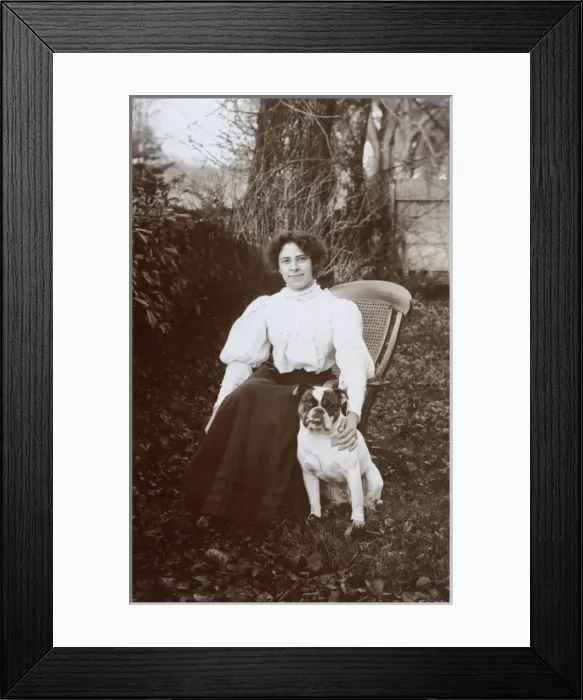 Framed Print : Woman with Bulldog Framed Print : Woman with Bulldog
