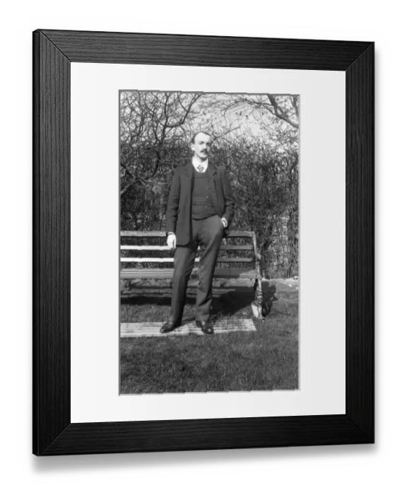 Framed Print : Late Victorian picture of a man in garden Framed Print : Late Victorian picture of a man in garden