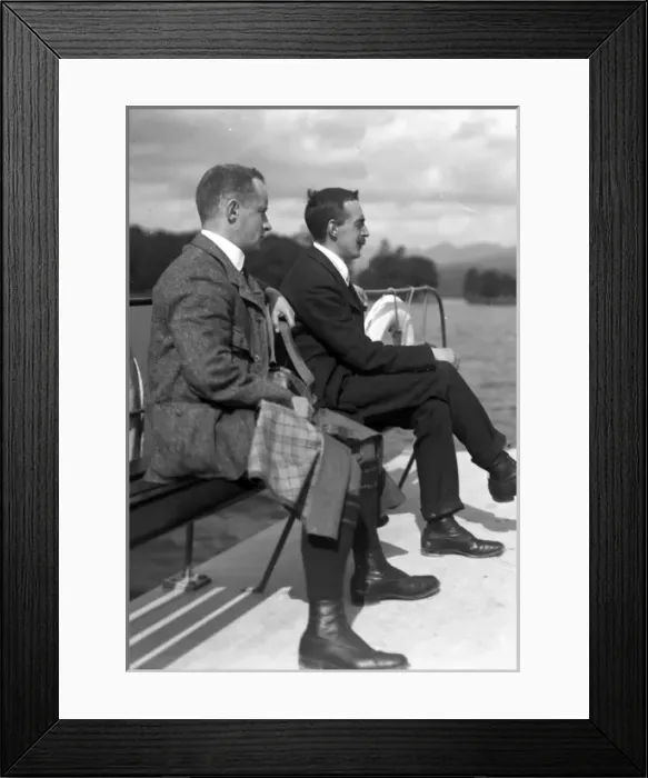 Framed Print : Edwardian gentlemen on a boat in the Lake District Framed Print : Edwardian gentlemen on a boat in the Lake District
