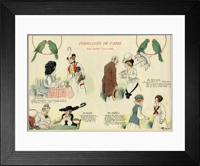 Framed Print : Cartoon, Parrots of Paris, WW1 Framed Print : Cartoon, Parrots of Paris, WW1
