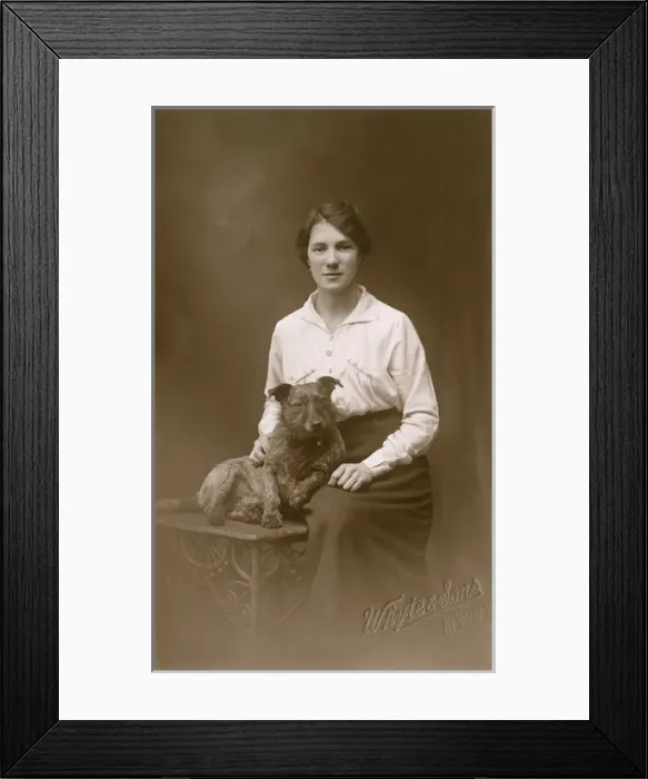 Framed Print : Young woman with dog Framed Print : Young woman with dog