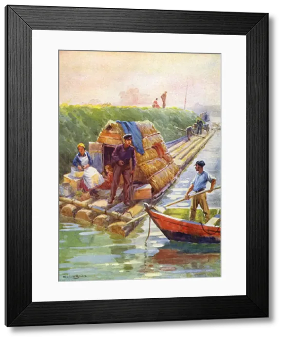 Framed Print : Home on a raft of logs - East Prussian Canal Framed Print : Home on a raft of logs - East Prussian Canal