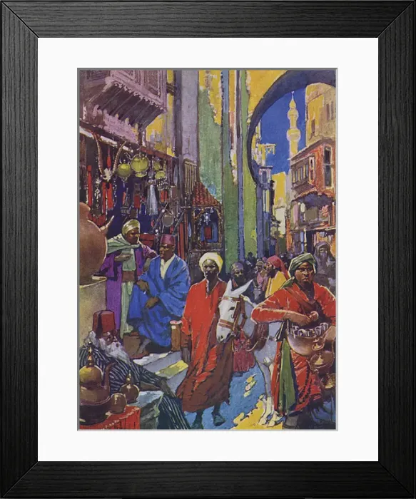 Framed Print : Crowded Shopping street Bazaar in Cairo, Egypt Framed Print : Crowded Shopping street Bazaar in Cairo, Egypt
