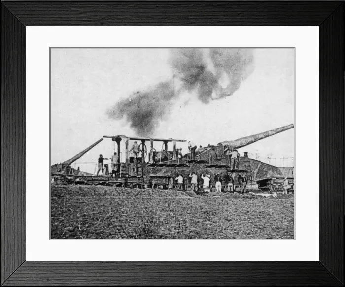 Framed Print : WW1 - Heavy Artillery - French 40cm Railway Guns Framed Print : WW1 - Heavy Artillery - French 40cm Railway Guns