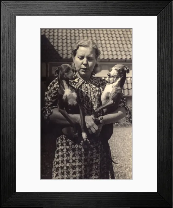 Framed Print : German woman and two dogs Framed Print : German woman and two dogs