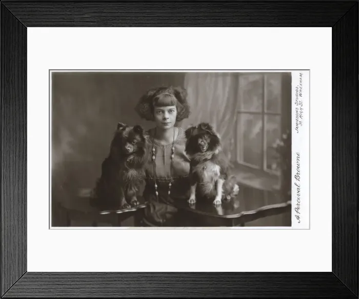 Framed Print : Young woman with two little dogs Framed Print : Young woman with two little dogs