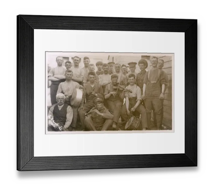 Framed Print : Group photo, British regimental band, WW1 Framed Print : Group photo, British regimental band, WW1