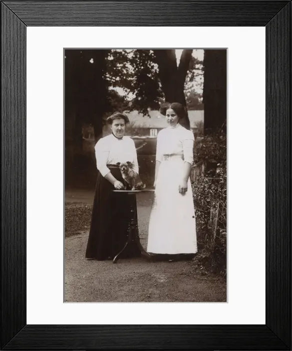 Framed Print : Edwardian women with dog Framed Print : Edwardian women with dog
