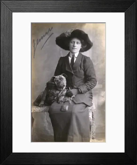 Framed Print : Woman with Bulldog Framed Print : Woman with Bulldog