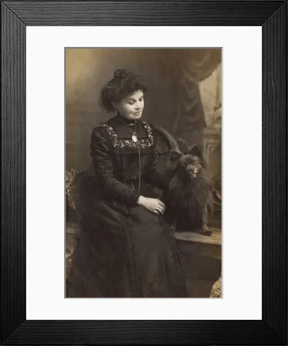 Framed Print : Woman with Pomeranian Framed Print : Woman with Pomeranian