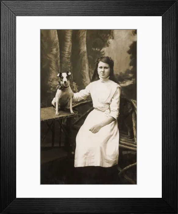 Framed Print : Girl with Terrier Framed Print : Girl with Terrier
