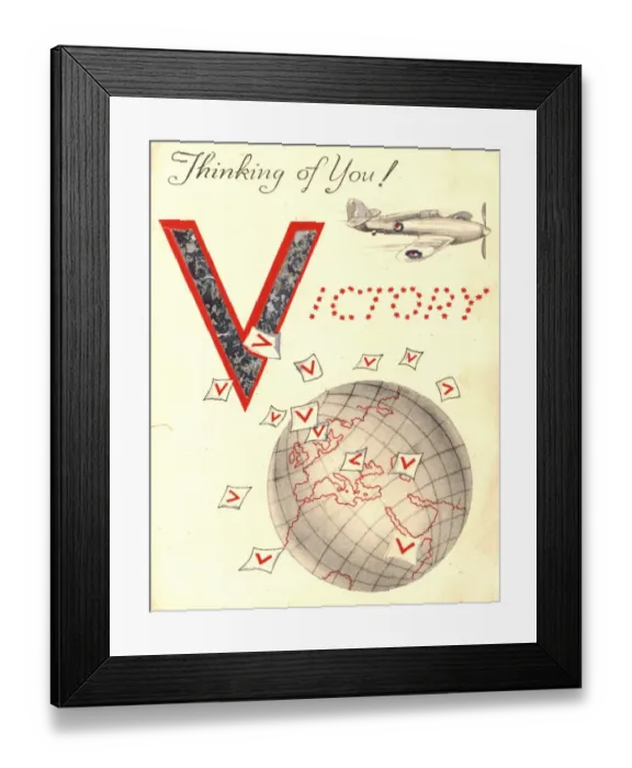 Framed Print : WW2 greetings card, V for Victory Framed Print : WW2 greetings card, V for Victory