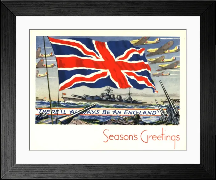 Framed Print : WW2 patriotic Christmas card Framed Print : WW2 patriotic Christmas card