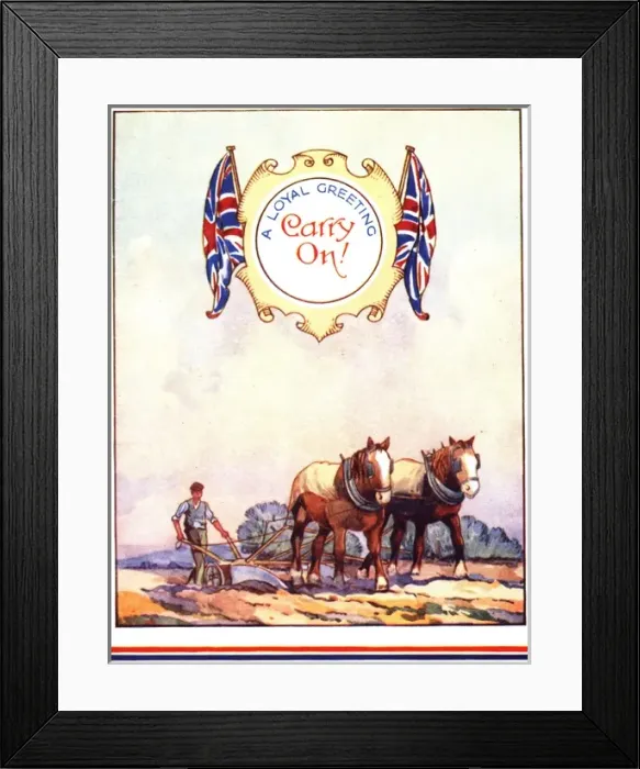 Framed Print : WW2 Christmas card with farming scene Framed Print : WW2 Christmas card with farming scene
