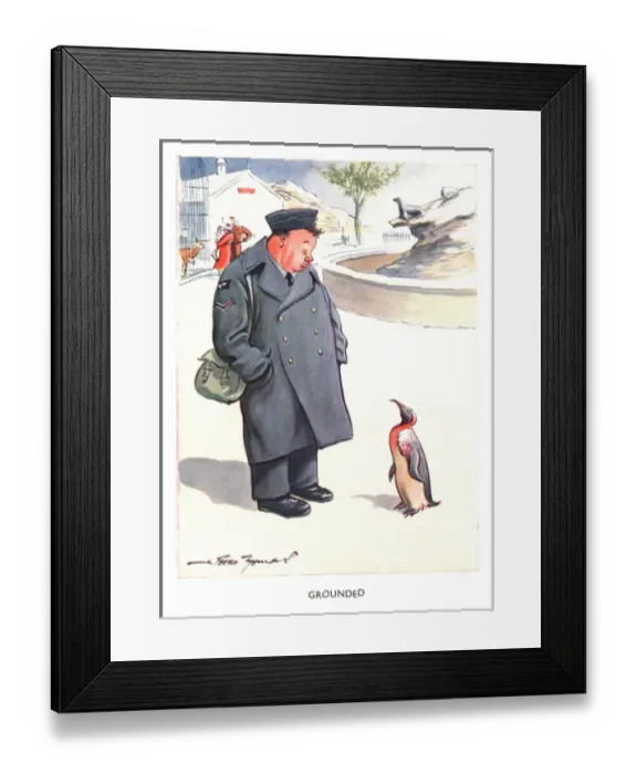 Framed Print : WW2 greetings card, RAF man at zoo Framed Print : WW2 greetings card, RAF man at zoo