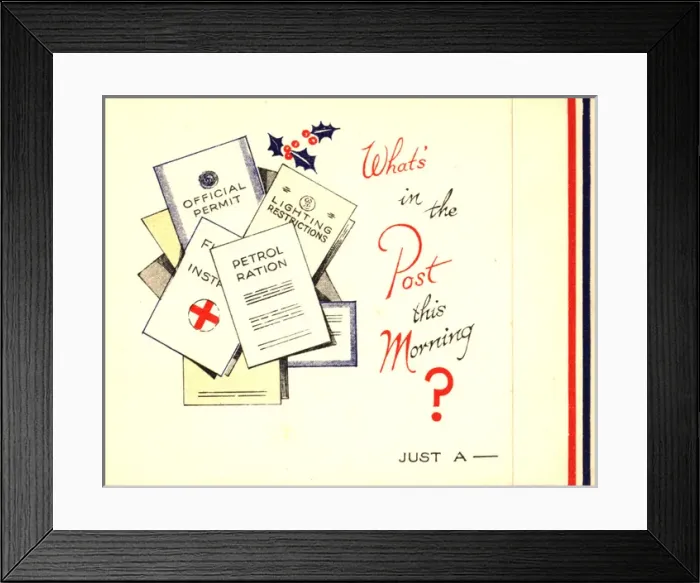Framed Print : WW2 Christmas card, wartime restrictions Framed Print : WW2 Christmas card, wartime restrictions