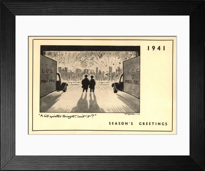 Framed Print : WW2 Christmas card, LCC Ambulance service