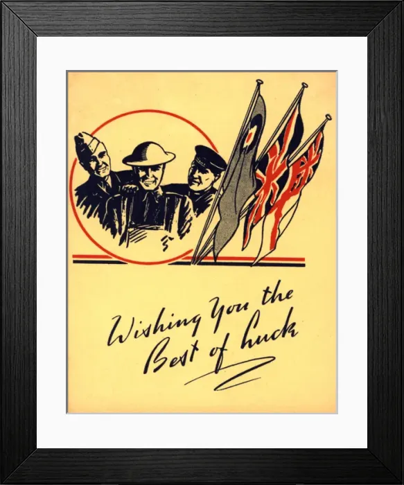 Framed Print : WW2 greetings card, Best of Luck Framed Print : WW2 greetings card, Best of Luck