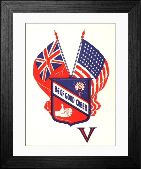 Framed Print : WW2 Christmas card with flags Framed Print : WW2 Christmas card with flags