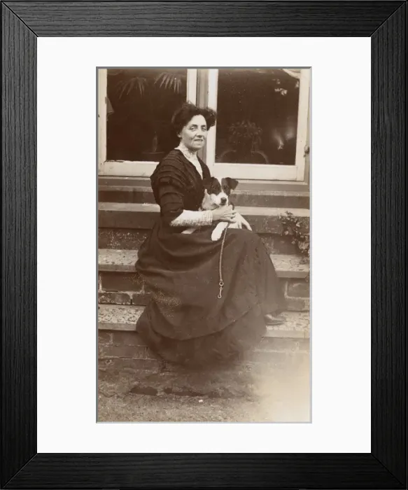 Framed Print : Woman with her Terrier Framed Print : Woman with her Terrier