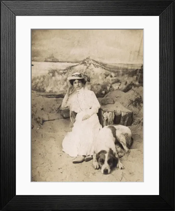 Framed Print : Woman with big dog Framed Print : Woman with big dog