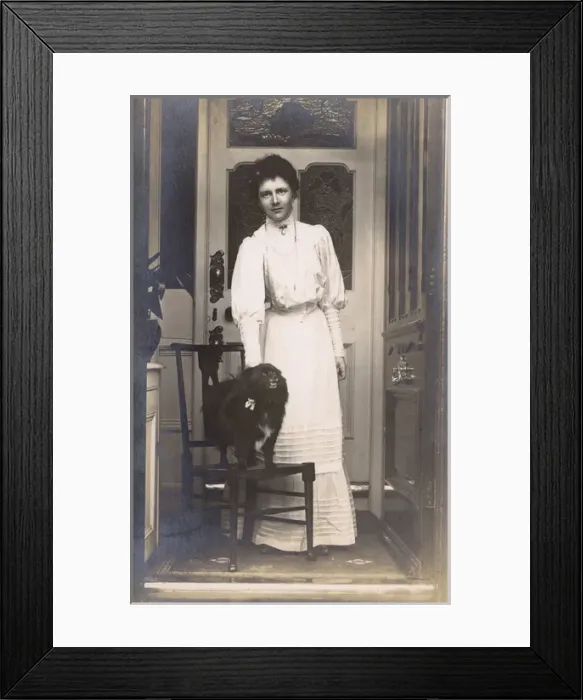 Framed Print : Woman and her Pomeranian Framed Print : Woman and her Pomeranian
