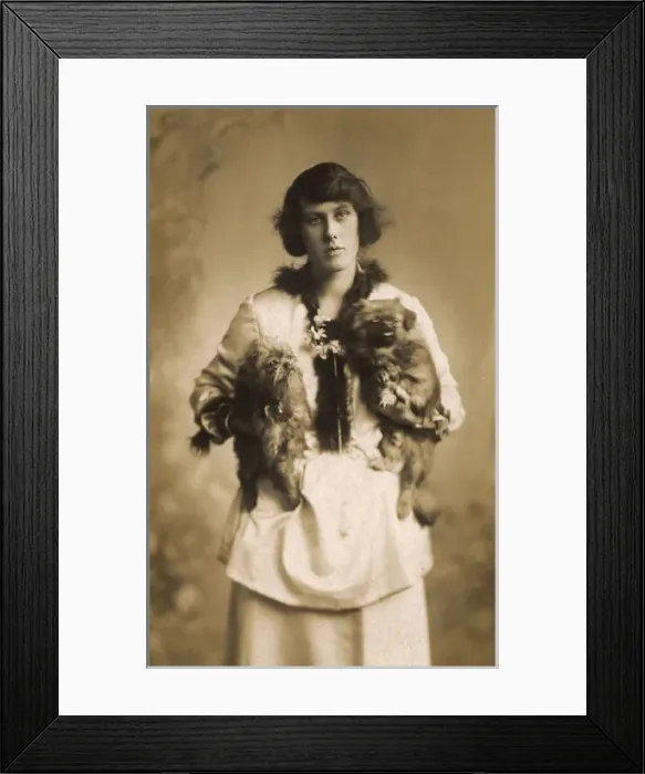 Framed Print : Woman with two Pekingese dogs Framed Print : Woman with two Pekingese dogs
