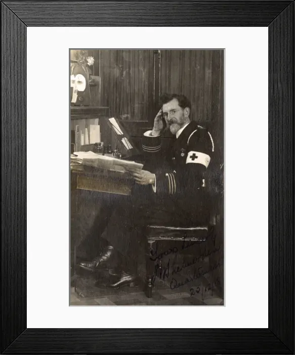 Framed Print : Red Cross quartermaster in his office, WW1 Framed Print : Red Cross quartermaster in his office, WW1
