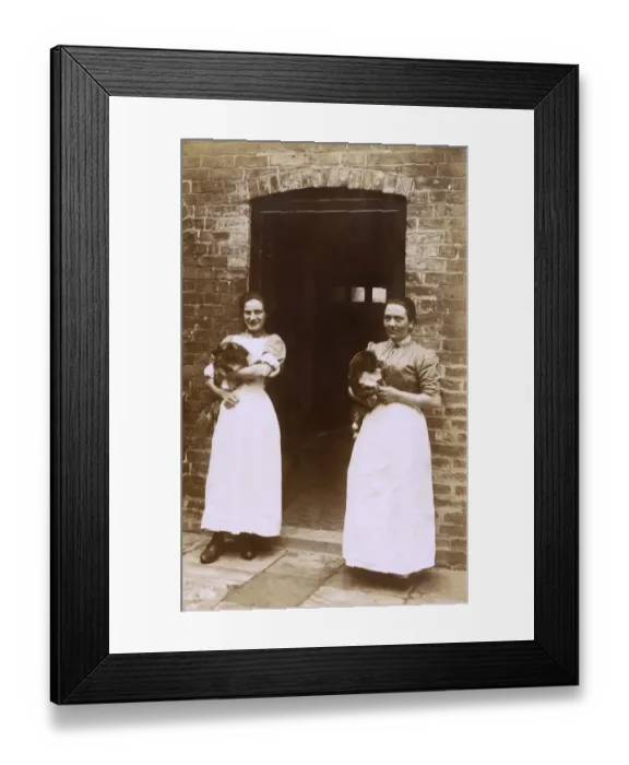 Framed Print : Two women with Pekingese dogs Framed Print : Two women with Pekingese dogs