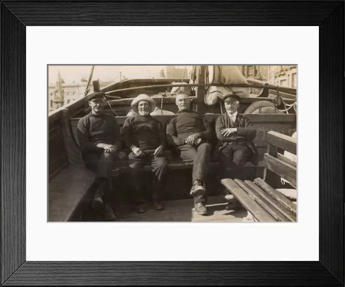 Framed Print : Four men on New Albertine, Hastings Framed Print : Four men on New Albertine, Hastings