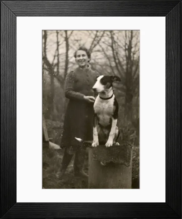 Framed Print : Woman with Bull Terrier Framed Print : Woman with Bull Terrier