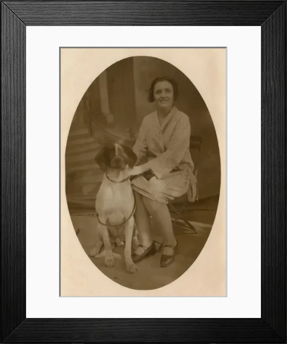 Framed Print : Young woman with dog Framed Print : Young woman with dog
