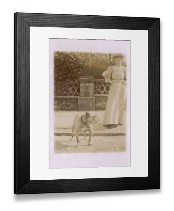 Framed Print : Woman with Bulldog Framed Print : Woman with Bulldog