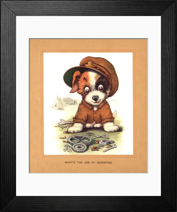 Framed Print : WW2 Christmas card, Whats the use of worrying Framed Print : WW2 Christmas card, Whats the use of worrying