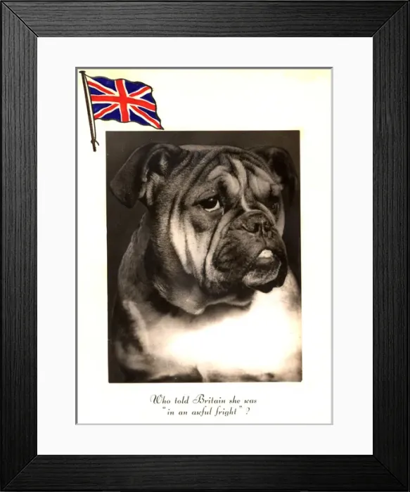 Framed Print : WW2 Christmas card, British bulldog Framed Print : WW2 Christmas card, British bulldog