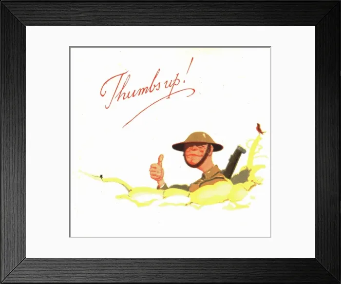Framed Print : WW2 greetings card, Thumbs up Framed Print : WW2 greetings card, Thumbs up