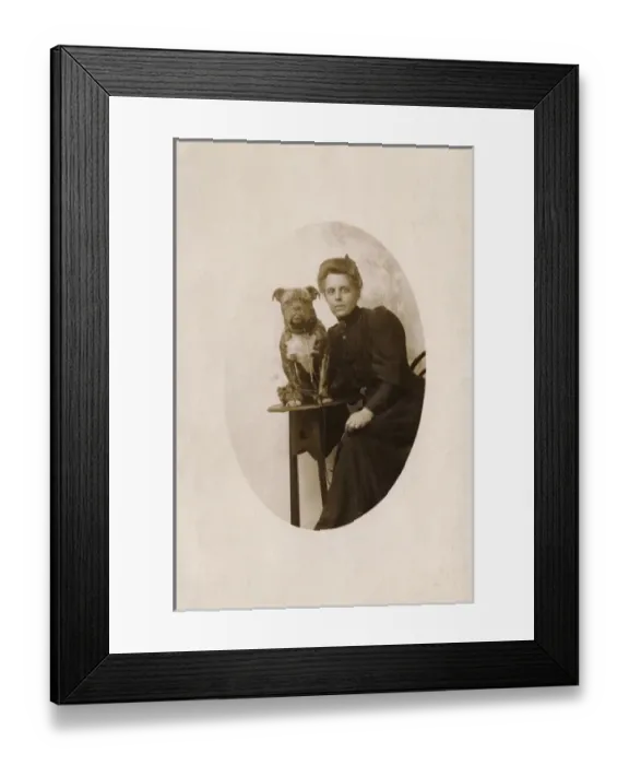 Framed Print : Woman with Bulldog Framed Print : Woman with Bulldog