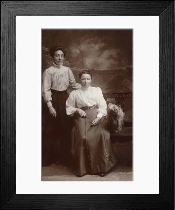 Framed Print : Women with Yorkshire Framed Print : Women with Yorkshire