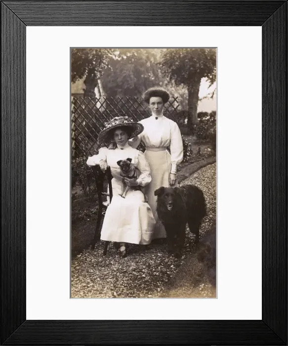 Framed Print : Women with two dogs Framed Print : Women with two dogs