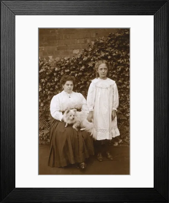 Framed Print : Women with American Eskimo Framed Print : Women with American Eskimo