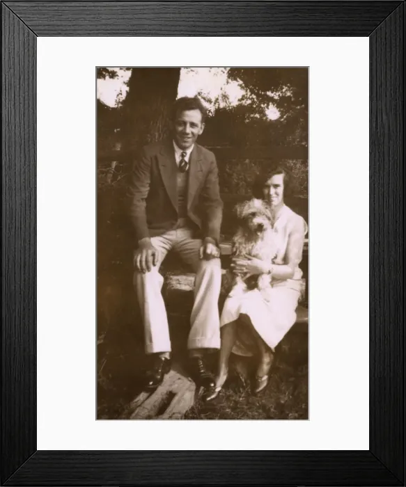 Framed Print : Couple with dog Framed Print : Couple with dog