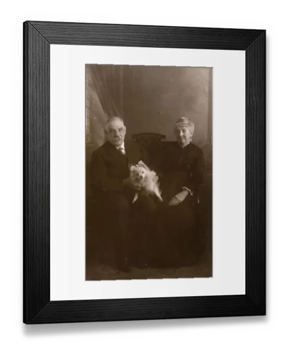 Framed Print : Couple with Pomeranian Framed Print : Couple with Pomeranian