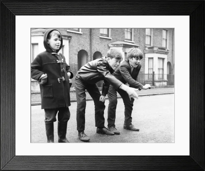 Framed Print : Boys playing in a street, Balham, SW London Framed Print : Boys playing in a street, Balham, SW London
