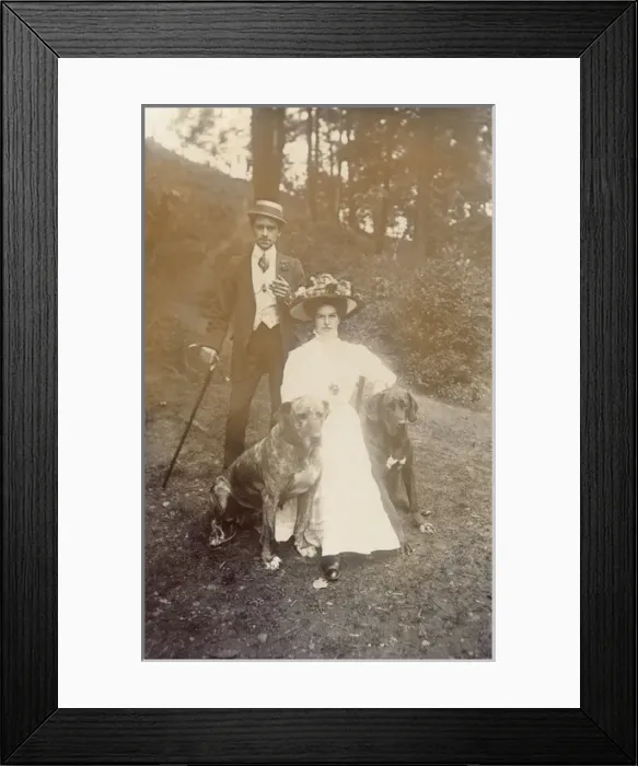 Framed Print : Couple with two Pointers Framed Print : Couple with two Pointers