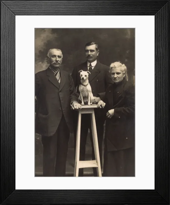Framed Print : Family with small dog Framed Print : Family with small dog