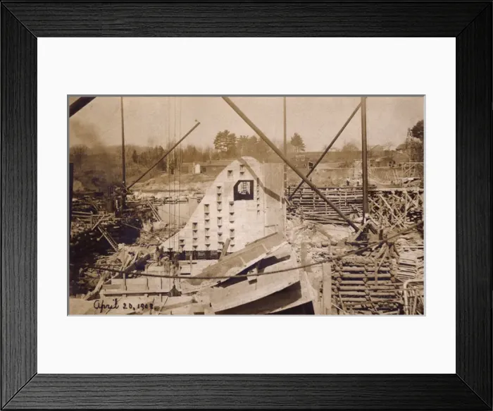 Framed Print : Construction of Vernon Dam, Vermont, USA Framed Print : Construction of Vernon Dam, Vermont, USA
