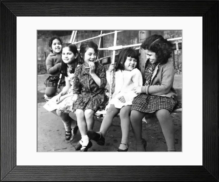 Framed Print : Girls in a playground, Balham, SW London Framed Print : Girls in a playground, Balham, SW London