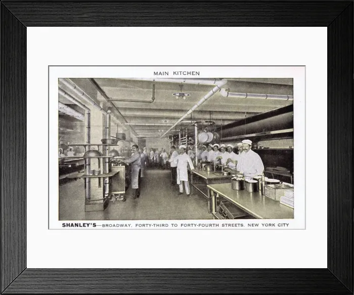 Framed Print : Interior view of the main kitchen at Shanleys, New York Framed Print : Interior view of the main kitchen at Shanleys, New York