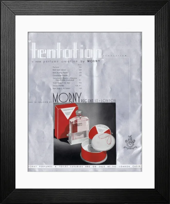 Framed Print : Temptation a new perfume from Mornay, London Framed Print : Temptation a new perfume from Mornay, London